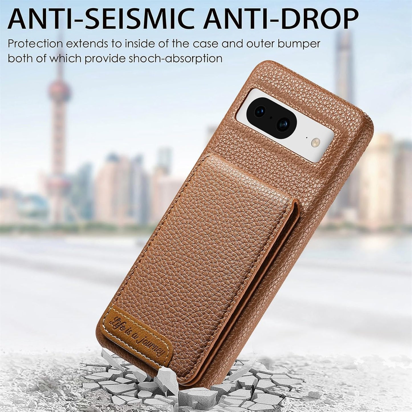iTape 2 in 1 Wallet Phone Case for Google Pixel 8, Shockproof Ultra-thin Phone Case, RFID Anti-theft Wallet Blue