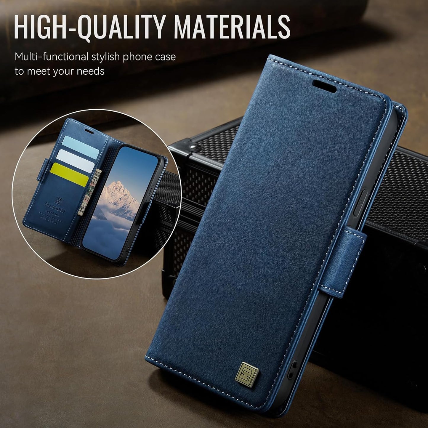 iTape Soft leather wallet case for Google Pixel 9a, RFID (anti-theft), wallet card slot flip cover stand for Google Pixel 9a Support wireless charging Brown