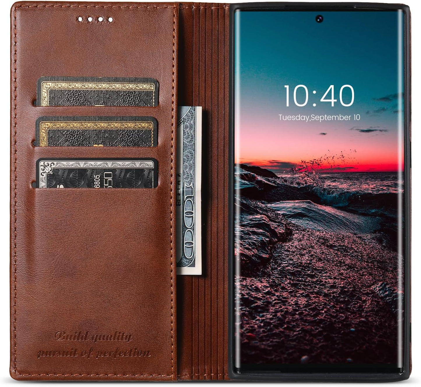 iTape Wallet phone case for Samsung Galaxy S24 Ultra, magnetic flip cover stand, leather phone case for Samsung Galaxy S24 Ultra Leather phone case Red
