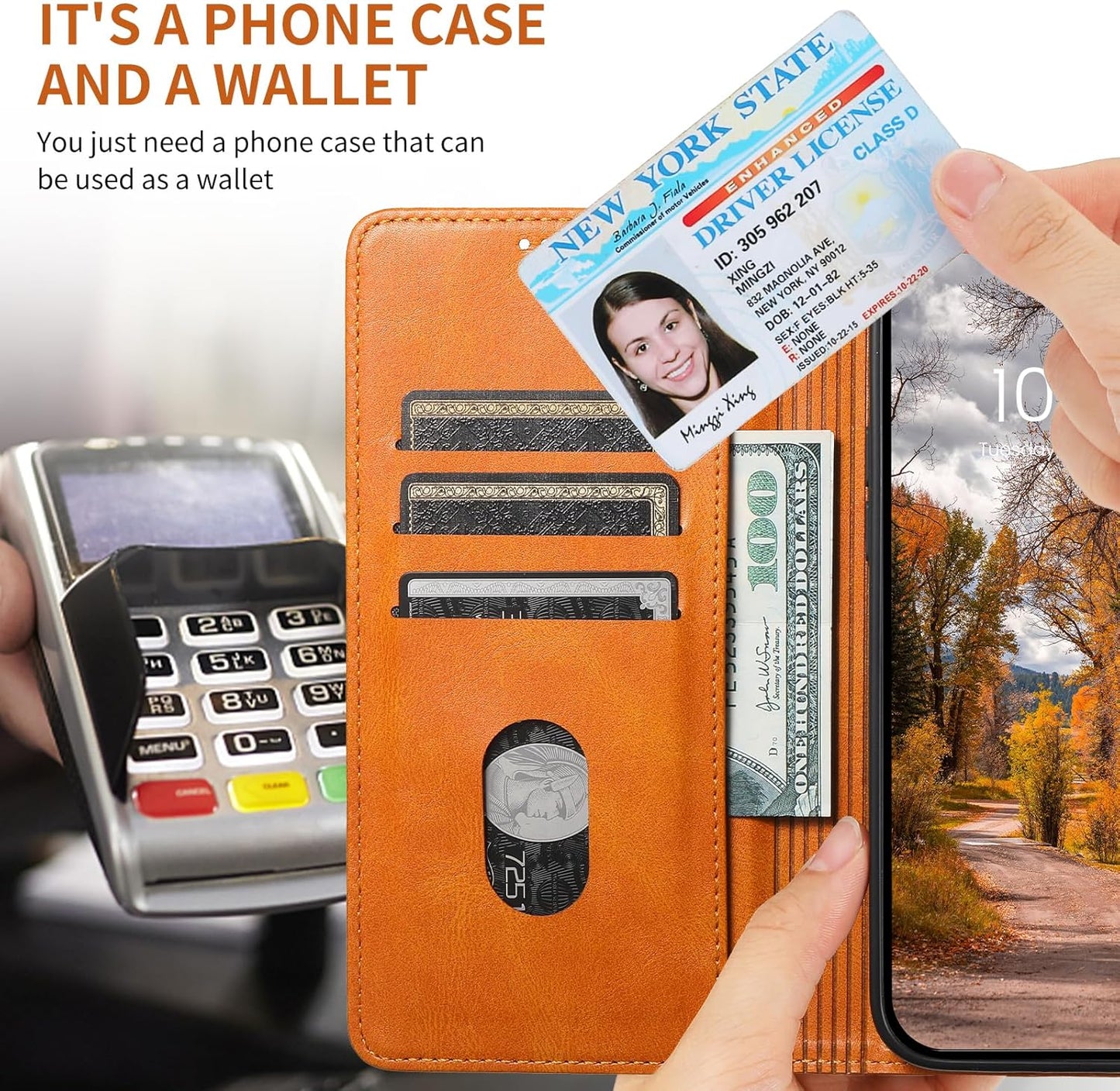 Wallet case for iPhone 13 Pro max, magnetic closure leather case, leather flip folio case holds up shockproof phone case Blue