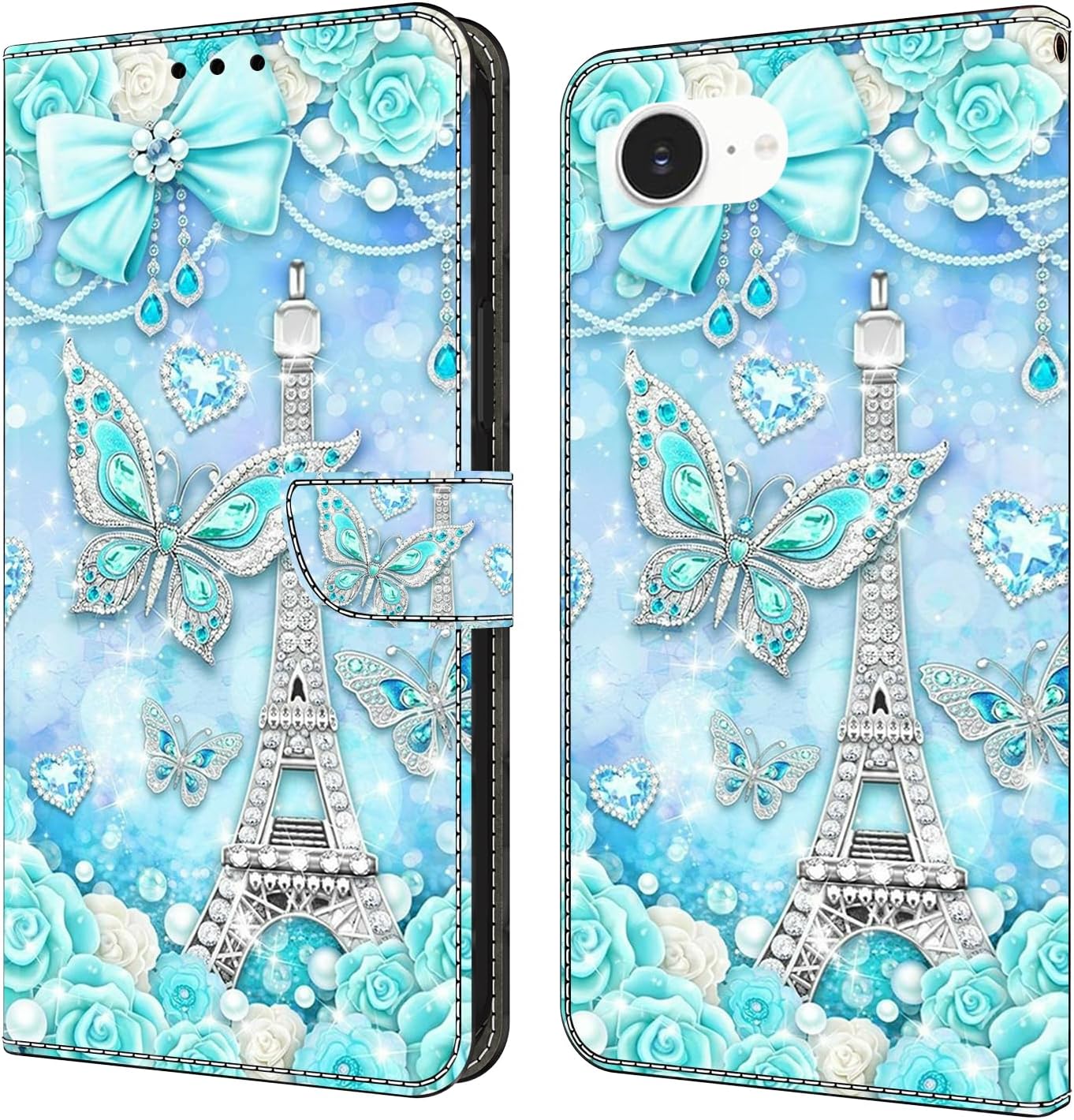 Graffiti wallet phone case for iPhone 16E, shockproof phone case, card slot wallet, flip stand phone case Mandala animal feather pattern