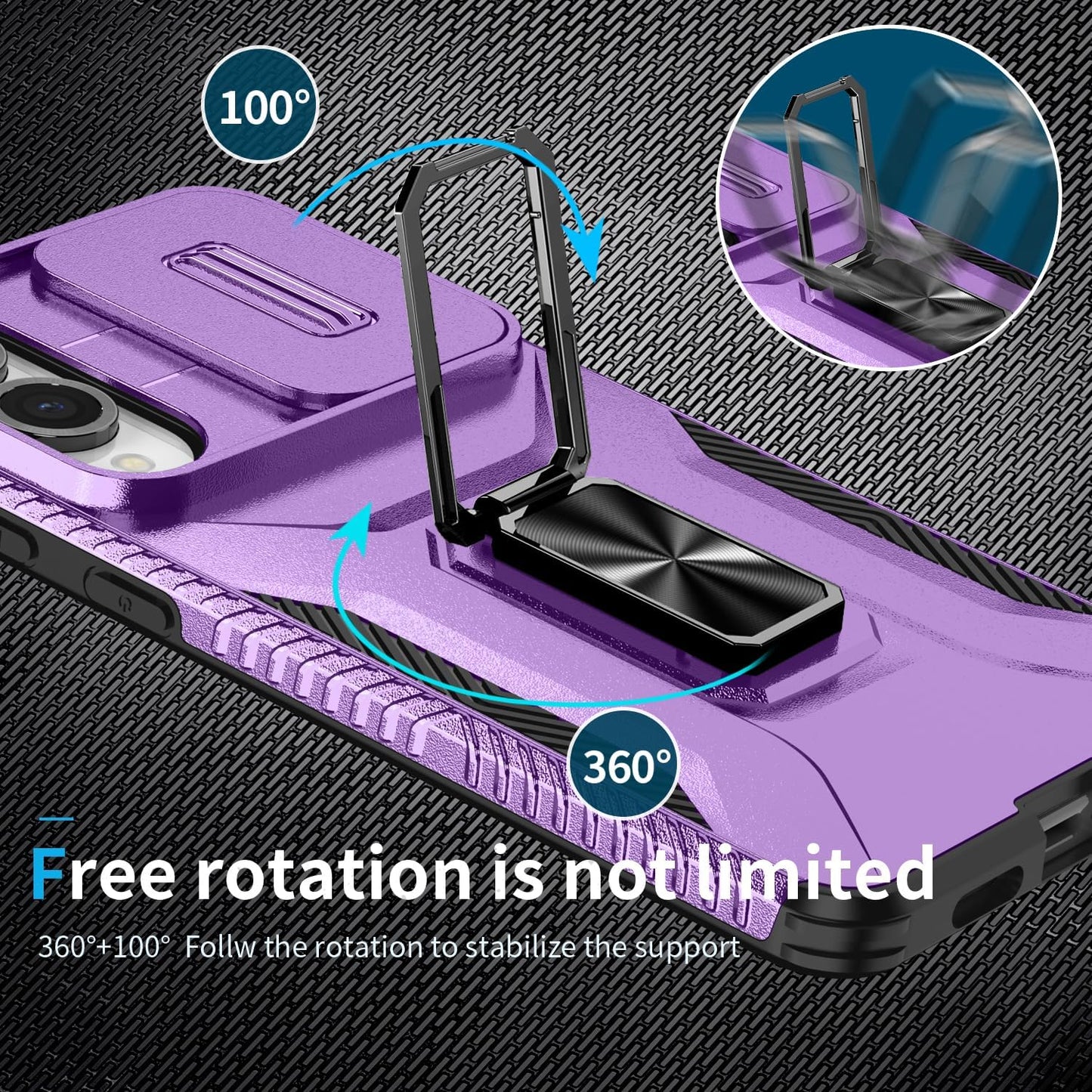 Magnetic car mount 2 in 1 phone case for Samsung Galaxy S25 Edge, double layer shockproof and drop-proof protective case. 360° rotating bracket finger ring buckle push window lens protection