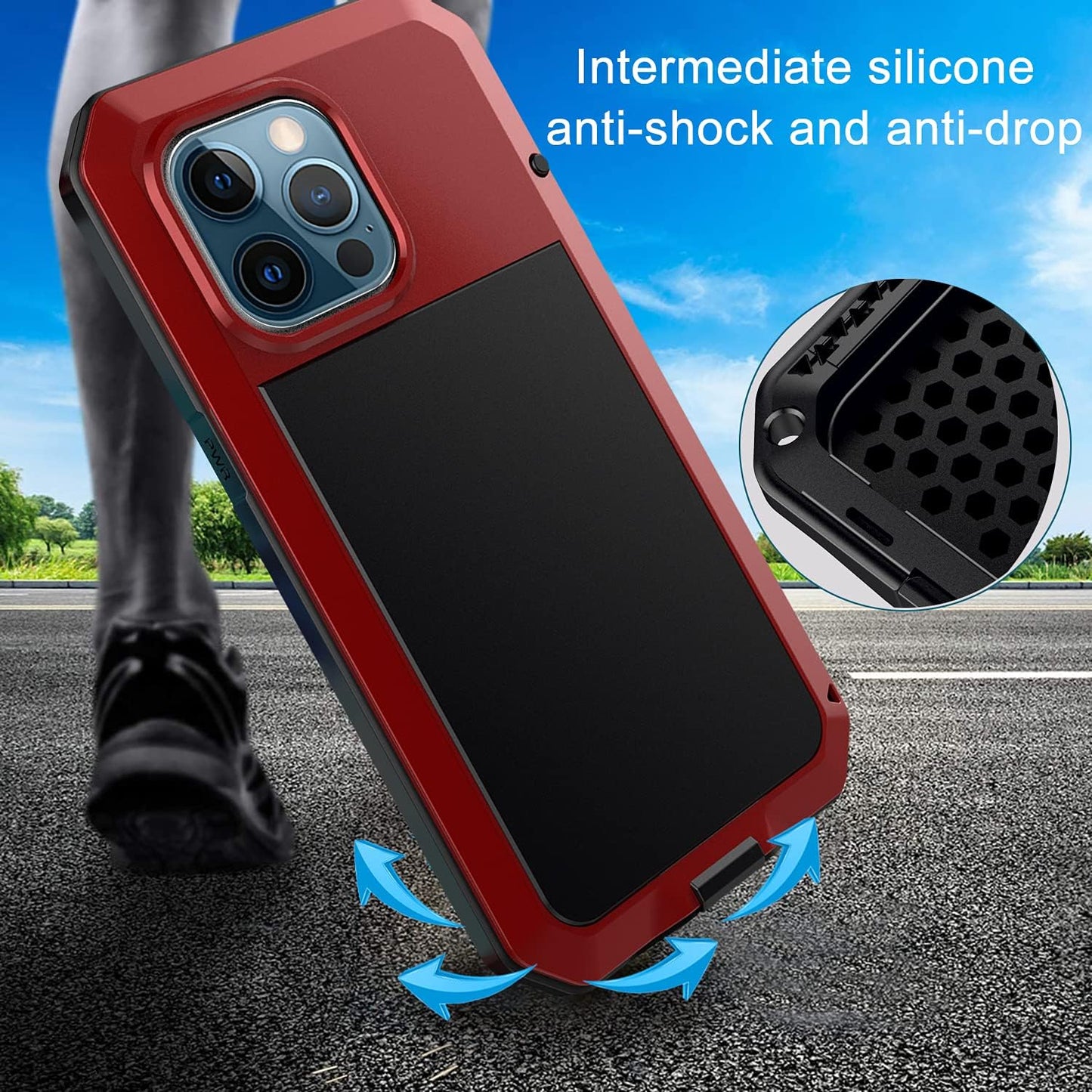 For iPhone 13 Pro max Phone Case, 360° Waterproof and Shockproof Hard Shell Metal Military Heavy Duty Rugged Case for iPhone 13 Pro max Silver