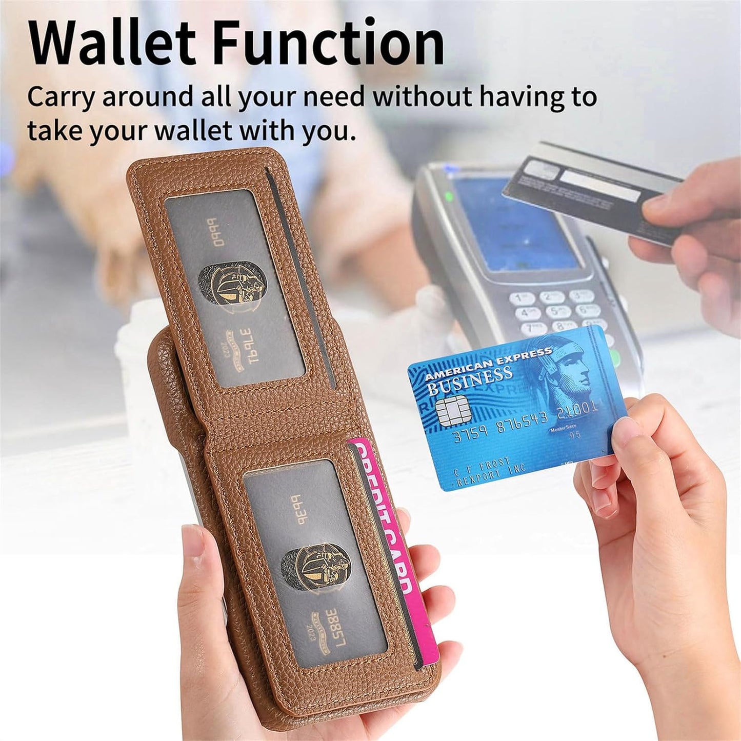 iTape 2 in 1 Wallet Phone Case for OPPO Find X8 Pro, Shockproof Ultra-thin Phone Case, RFID Anti-theft Wallet Brown