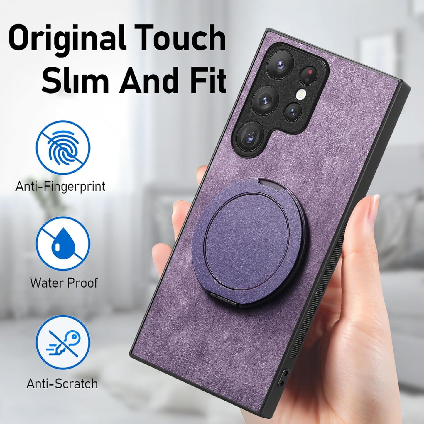 iTape Retro magnetic mobile phone case for Samsung Galaxy S25 Ultra, wireless charging magnetic car mount, round ring 360% rotating mount Green