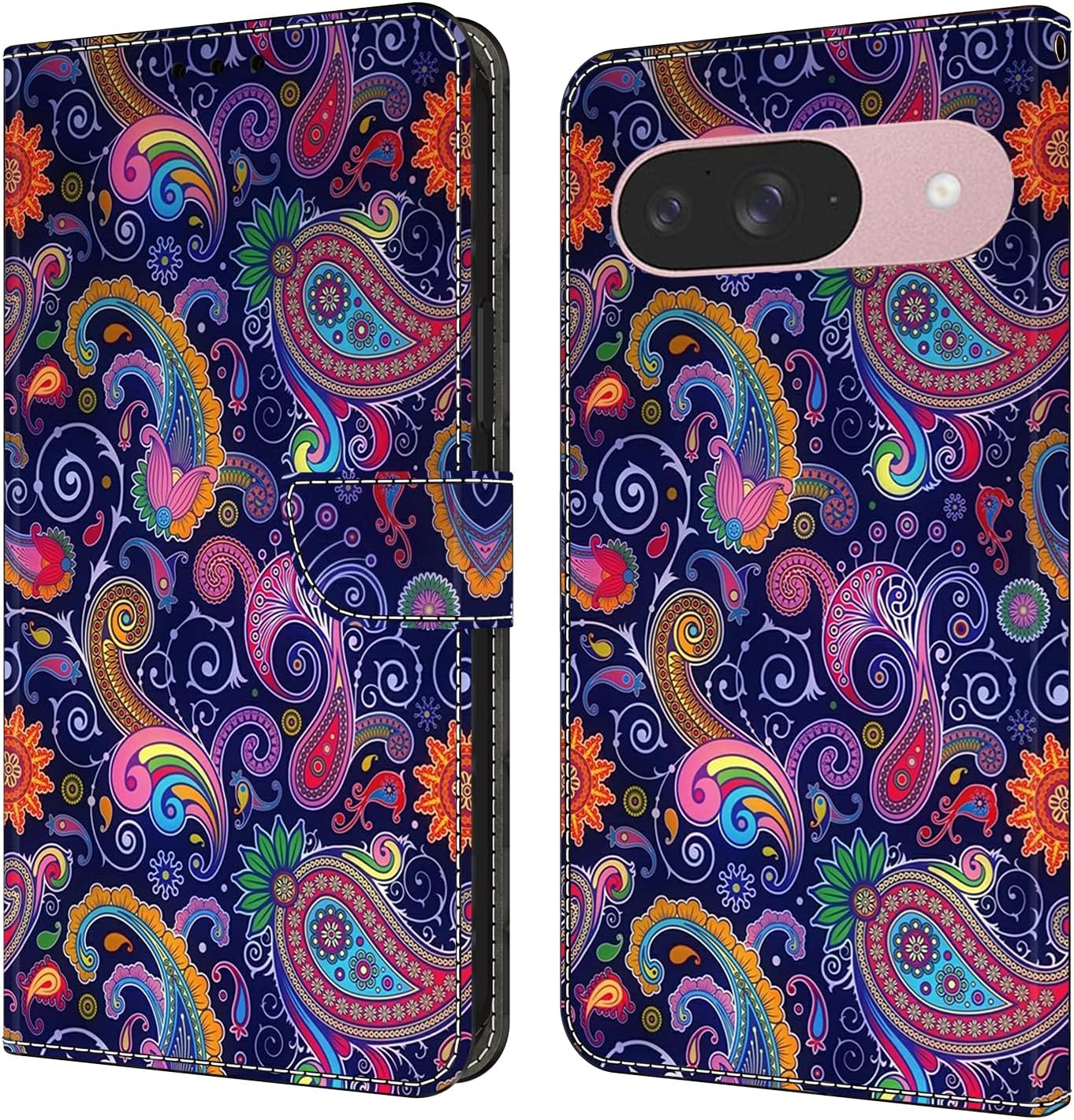 iTape Graffiti wallet phone case for Google Pixel 9, shockproof phone case, card slot wallet, flip stand phone case