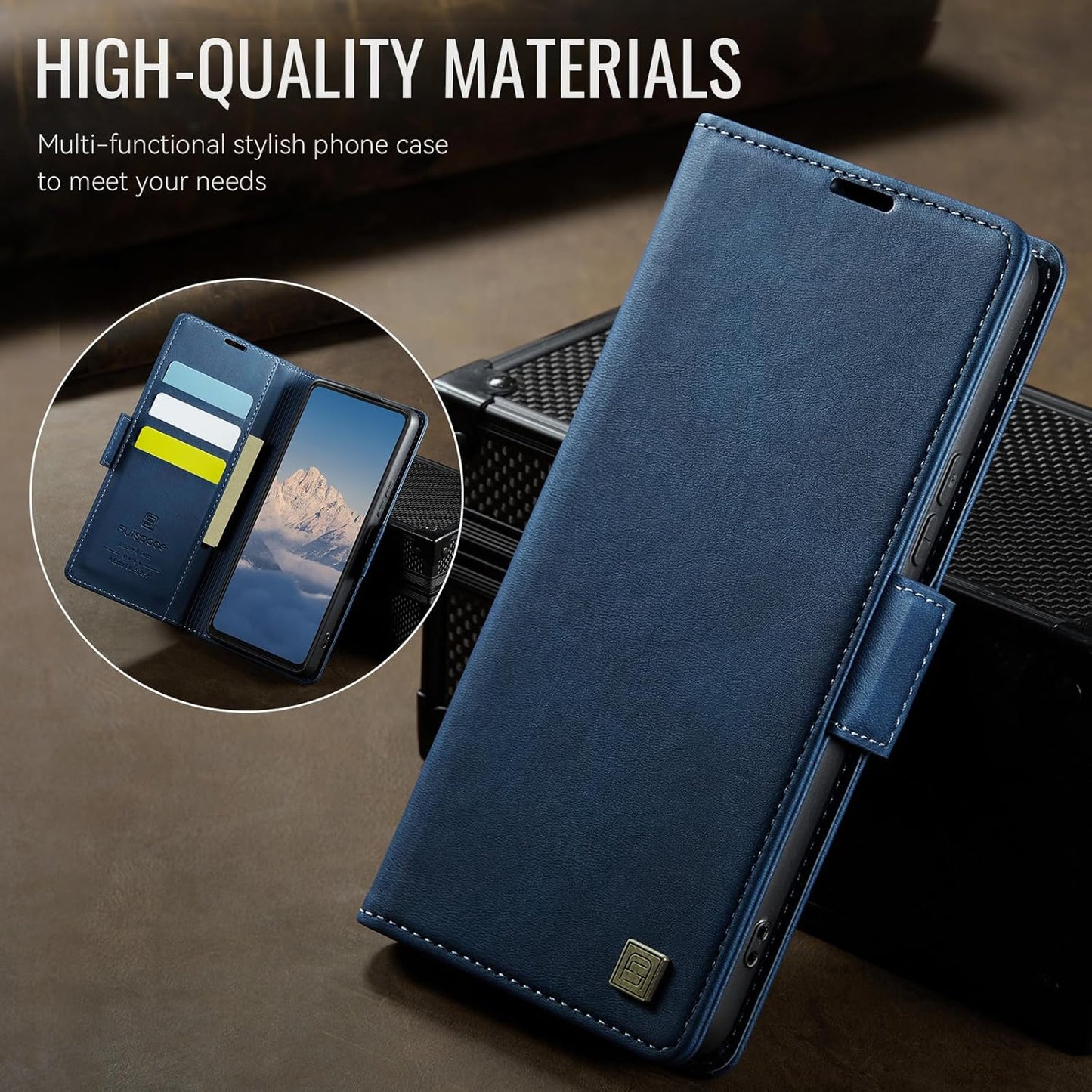 iTape Soft leather wallet case for Samsung Galaxy A35, RFID (anti-theft), wallet card slot flip cover stand for Samsung Galaxy A35 Support wireless charging Black