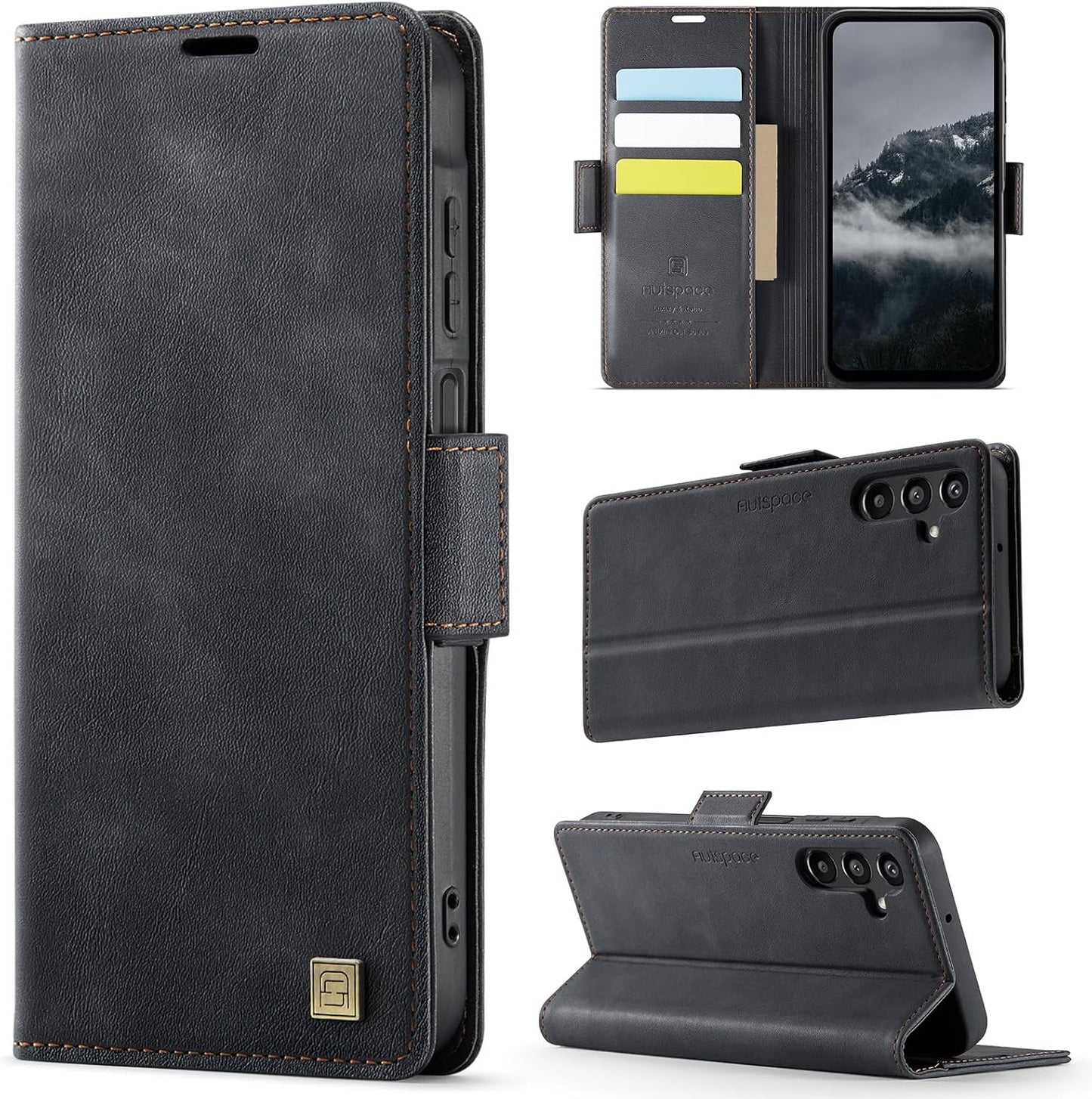 iTape Soft leather wallet case for Samsung Galaxy A14, RFID (anti-theft), wallet card slot flip cover stand for Samsung Galaxy A14 Support wireless charging Blue