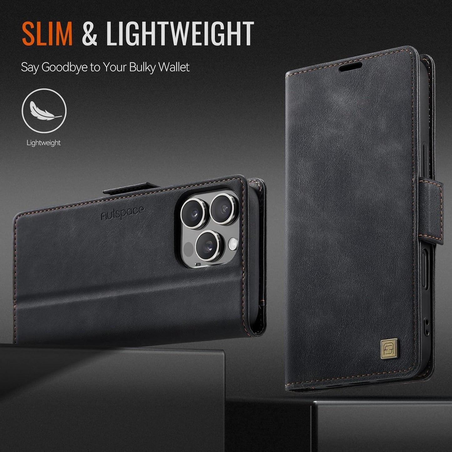 Soft leather wallet case for iPhone 16 Pro max, RFID (anti-theft), wallet card slot flip cover stand for iPhone 16 Pro max Support wireless charging Brown