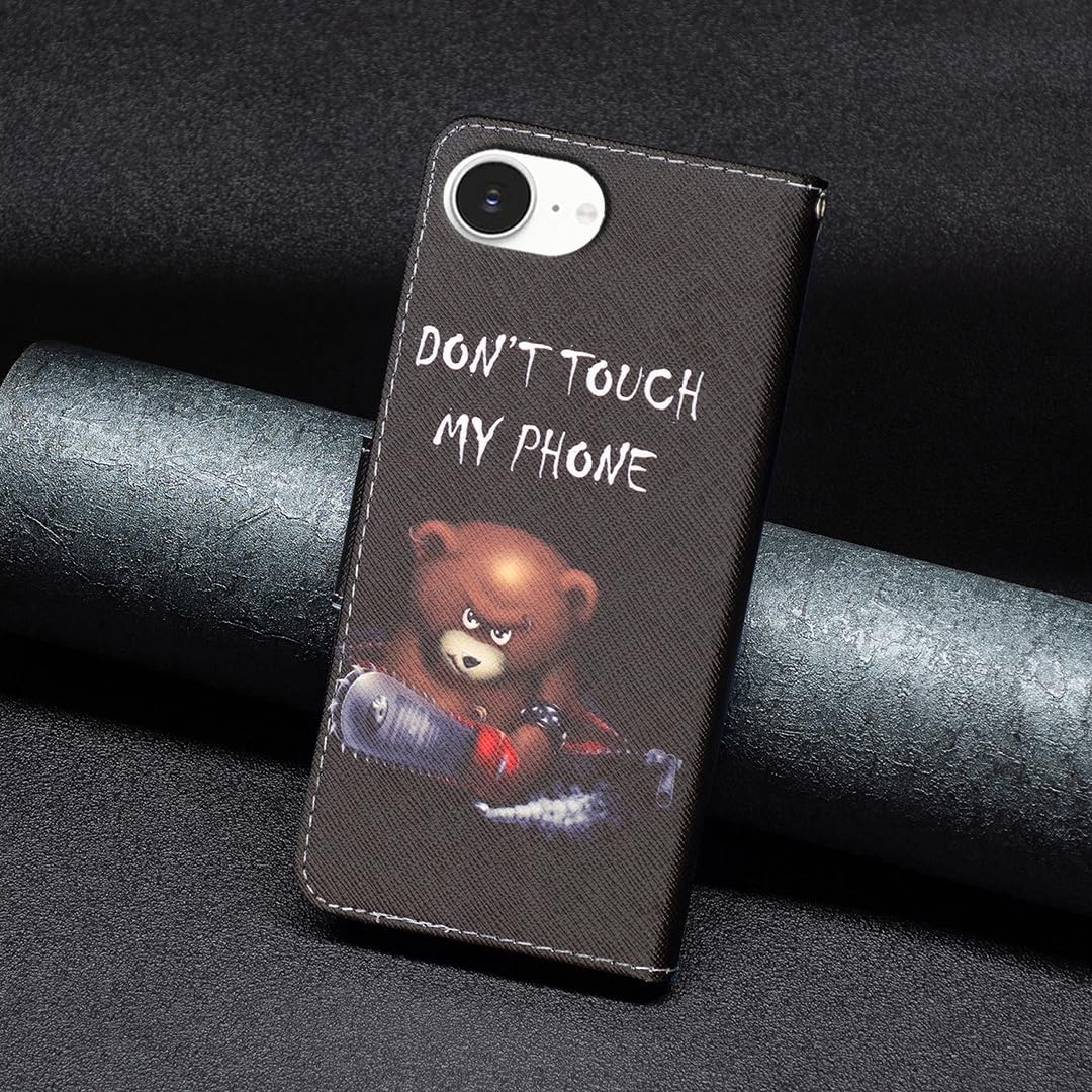 Painted phone case for iPhone 16E, magnetic closure wallet case, multiple card slots, wallet, flip cover, shockproof protection
