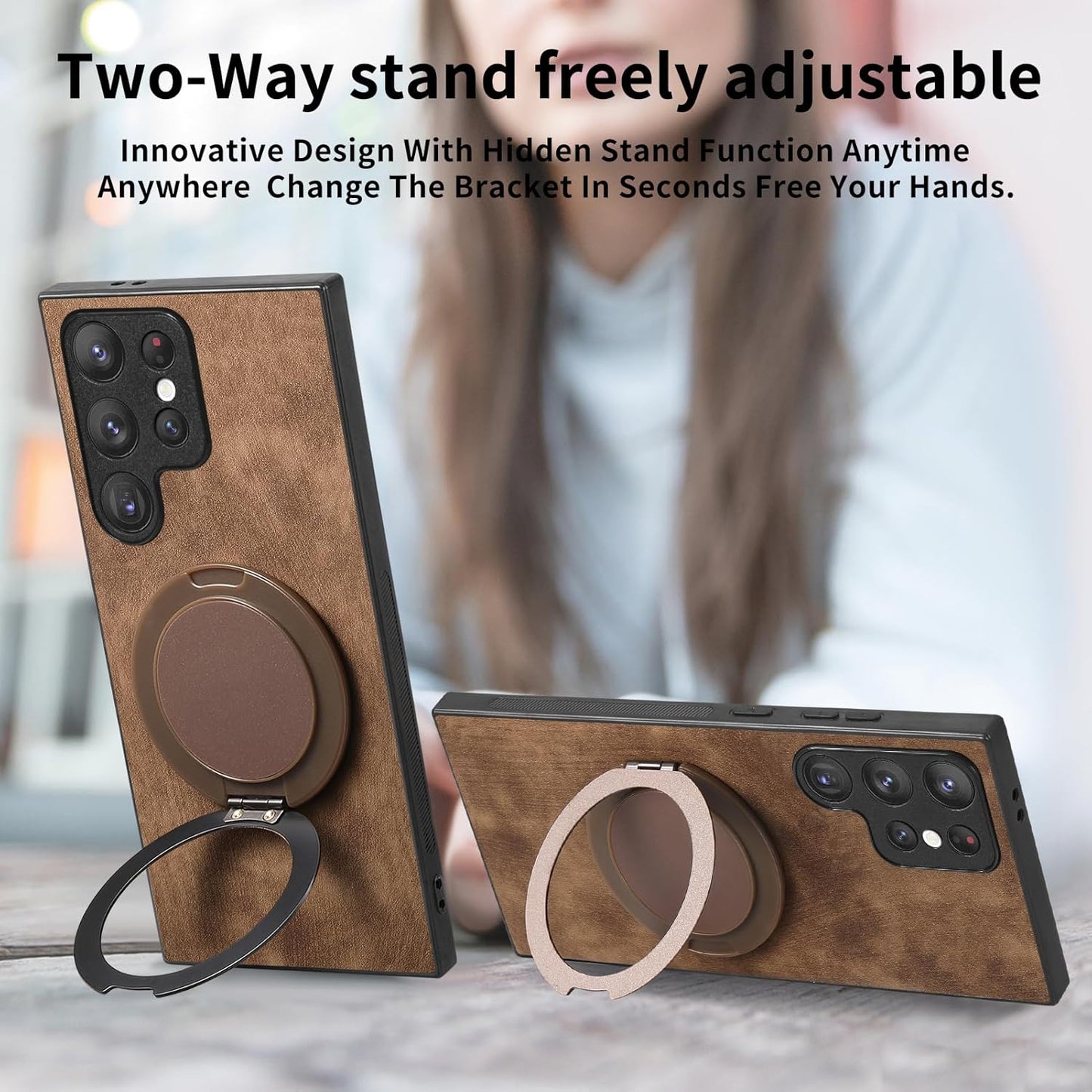 iTape Retro magnetic mobile phone case for Samsung Galaxy S25 Ultra, wireless charging magnetic car mount, round ring 360% rotating mount Green