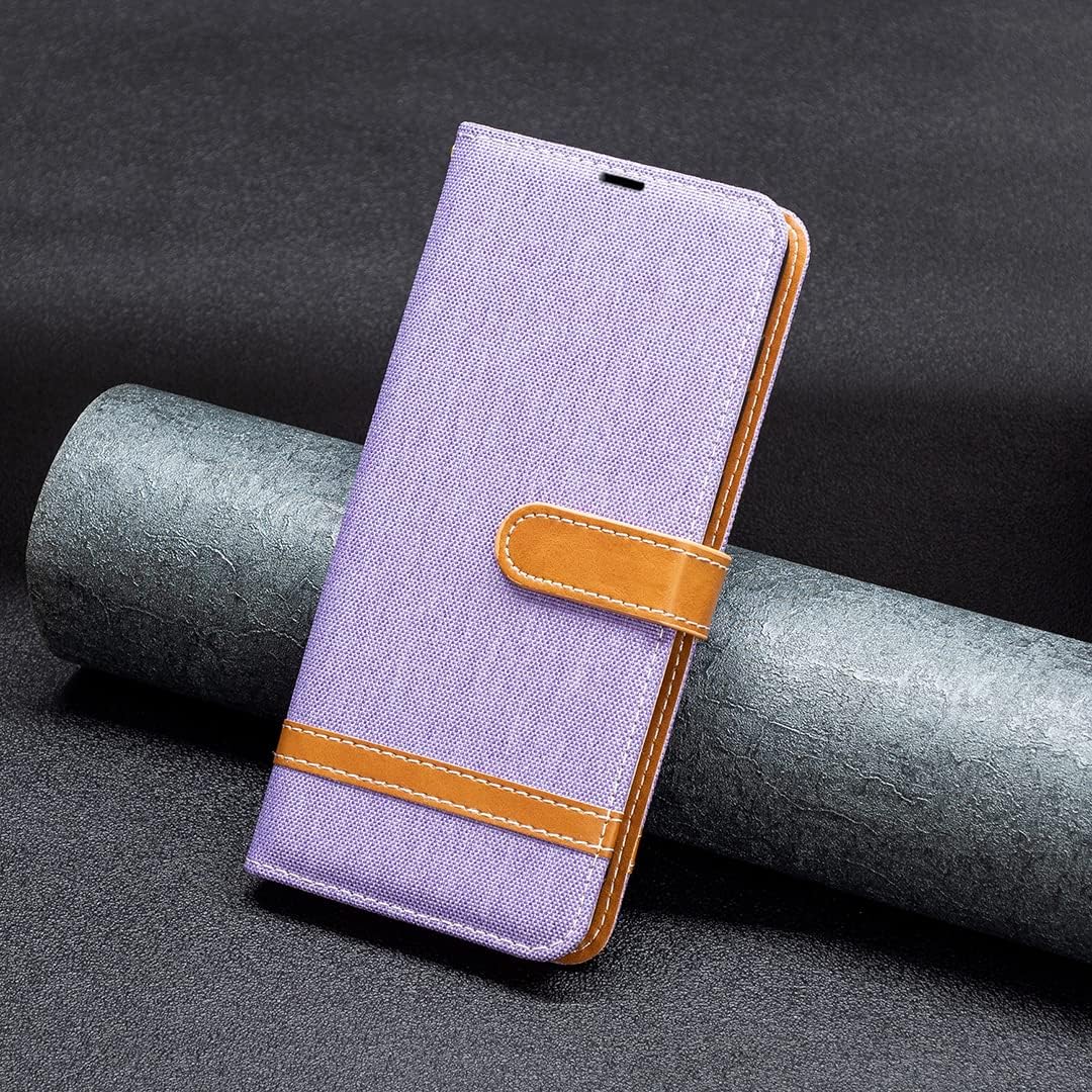 Colorblock Denim Wallet Phone Case for iPhone 16E, Wallet Phone Case Flip Stand, Credit Card Slot Wallet Wrist strap Green