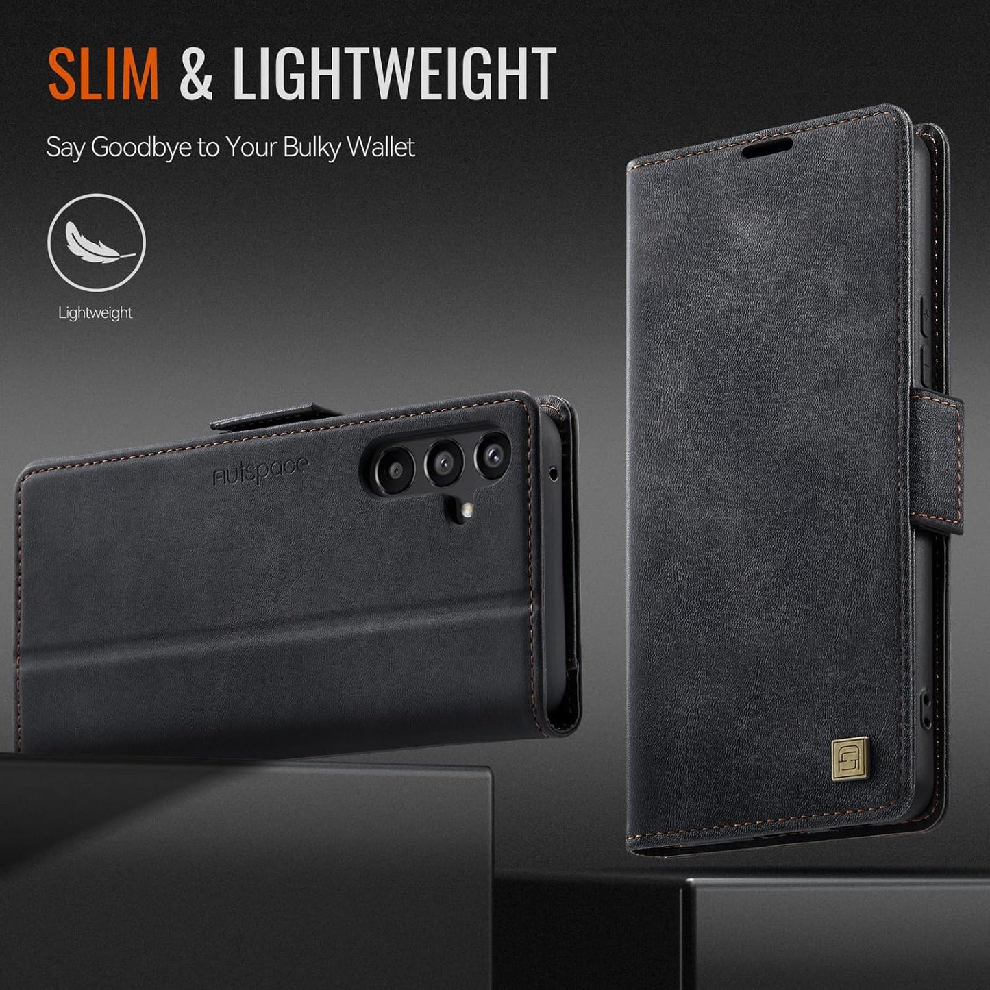 iTape Soft leather wallet case for Samsung Galaxy A35, RFID (anti-theft), wallet card slot flip cover stand for Samsung Galaxy A35 Support wireless charging Black