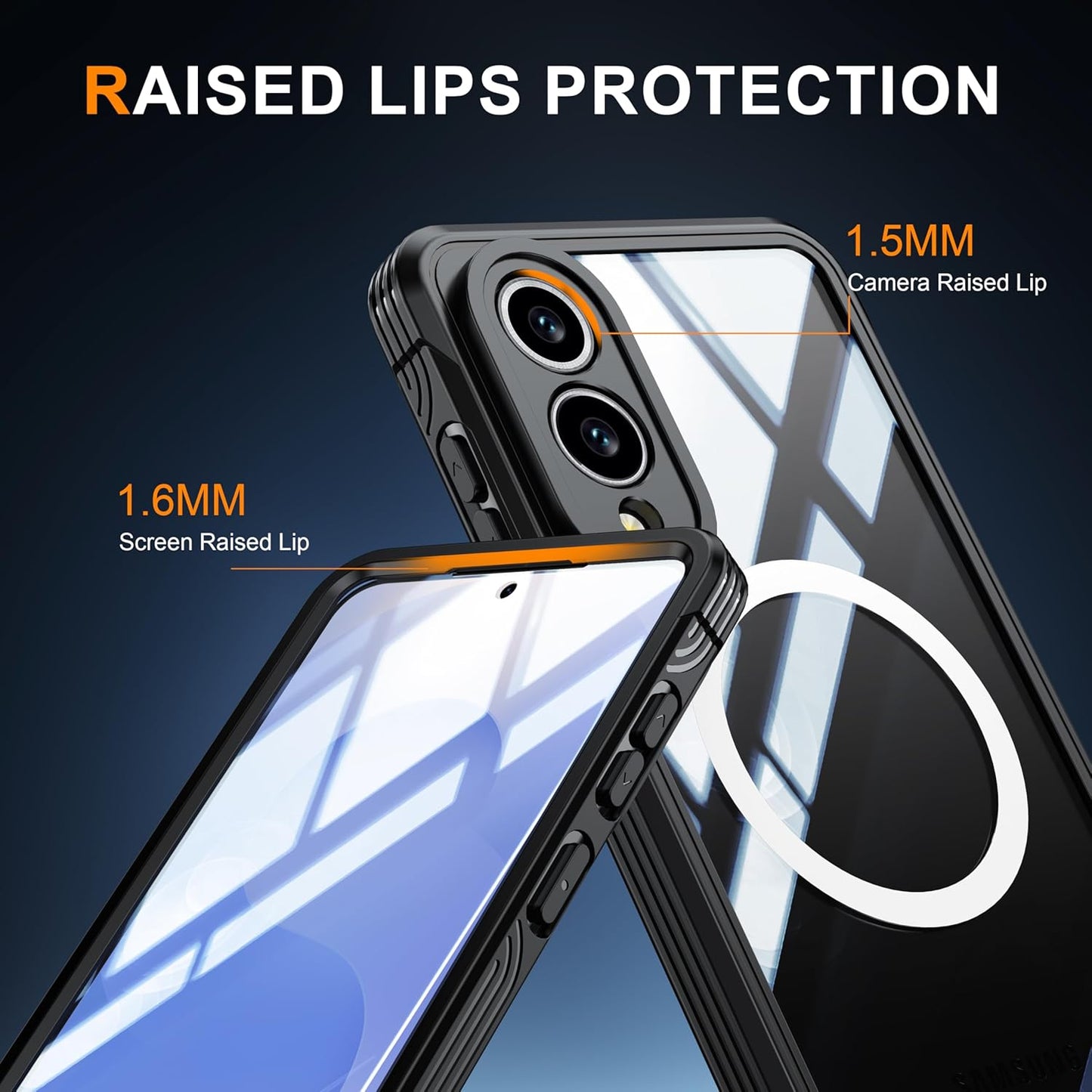 iTape Waterproof Phone Case Compatible with Samsung Galaxy S25 Edge, Tempered Glass Cover 360° Full Body Heavy Duty Protective Cover Shockproof and Shatterproof Wireless Charging Blue