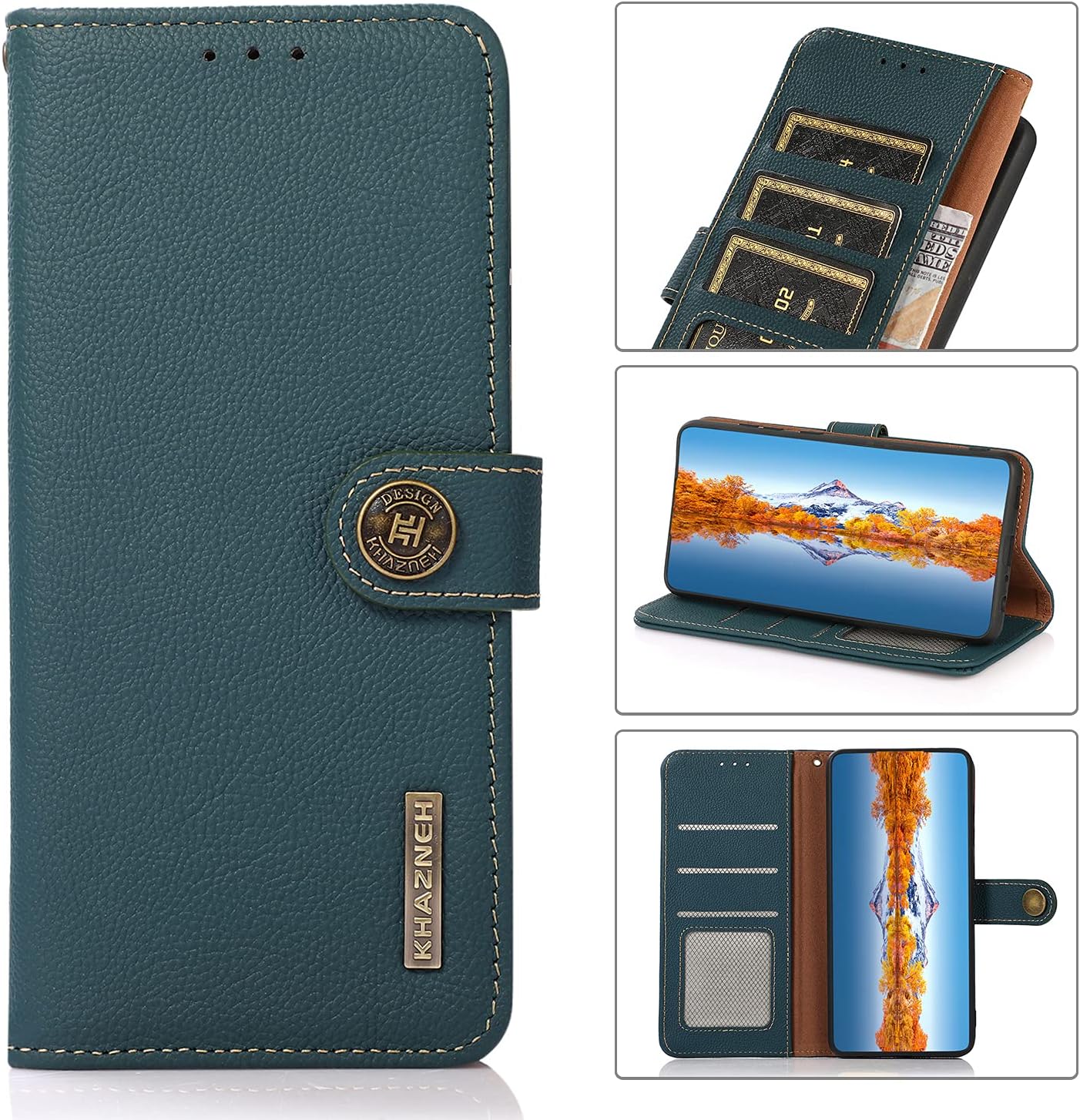 iTape Genuine leather phone case for Honor 400 Lite, cowhide RFID anti-theft brush phone case with card slot and shockproof flip cover Black