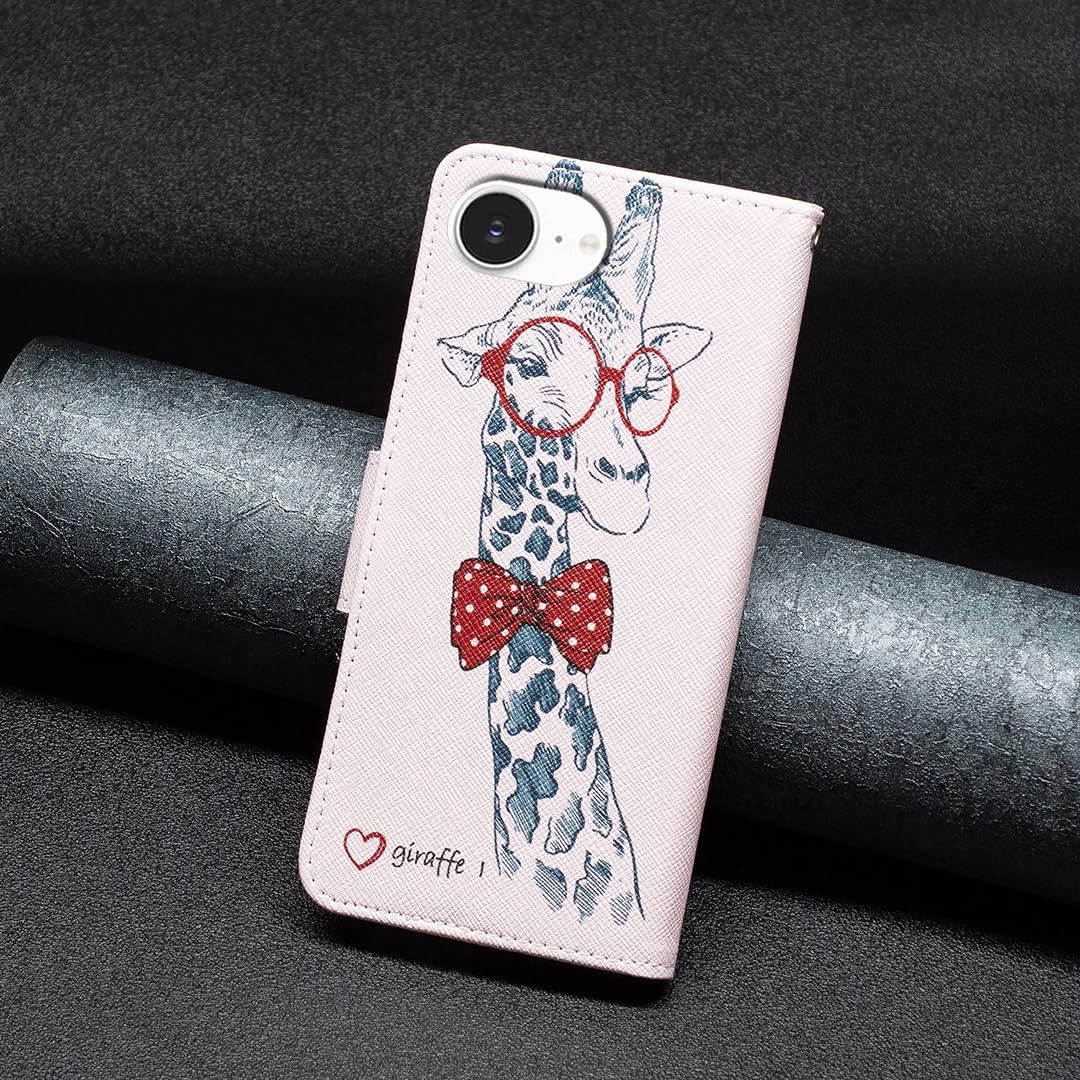 Painted phone case for iPhone 16E, magnetic closure wallet case, multiple card slots, wallet, flip cover, shockproof protection
