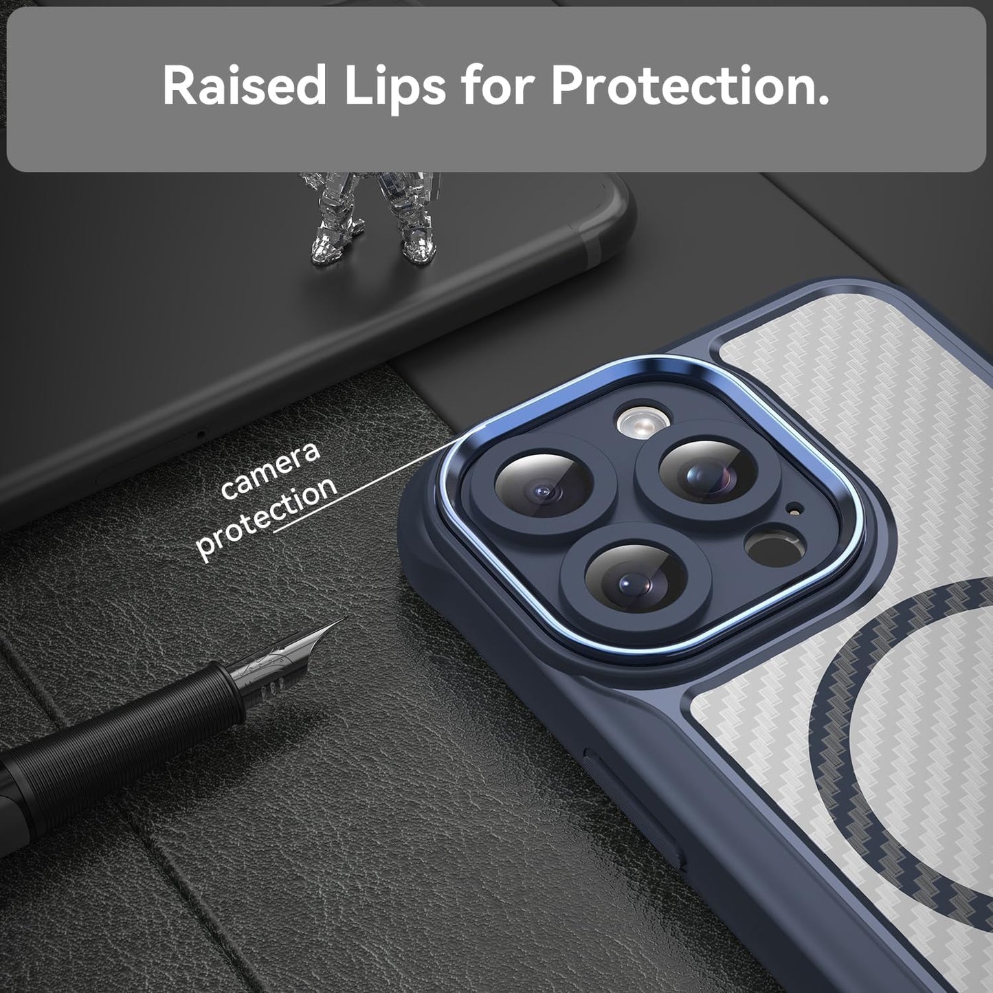 Magnetic carbon fibre case for iPhone 15 Pro max, support wireless charging, carbon fibre shockproof slim case Green