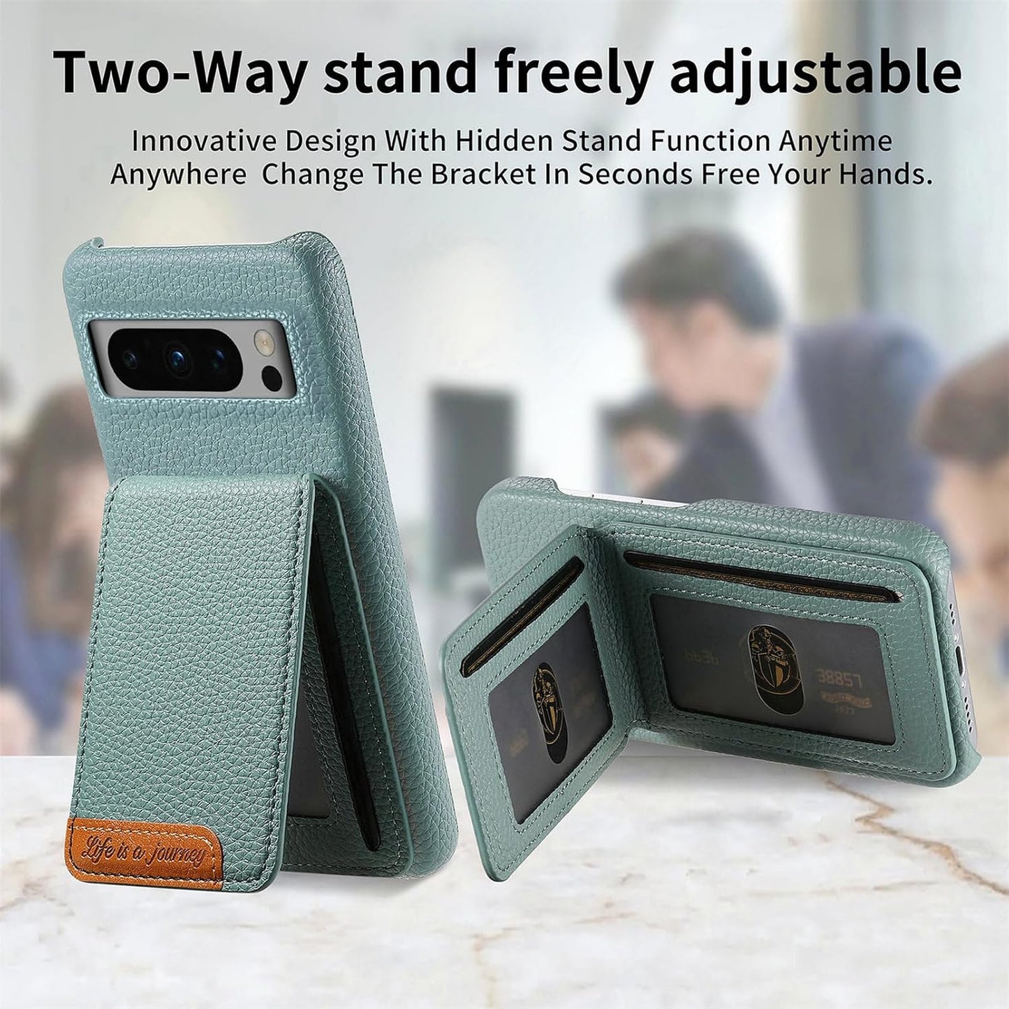 iTape 2 in 1 Wallet Phone Case for Google Pixel 8 Pro, Shockproof Ultra-thin Phone Case, RFID Anti-theft Wallet Blue