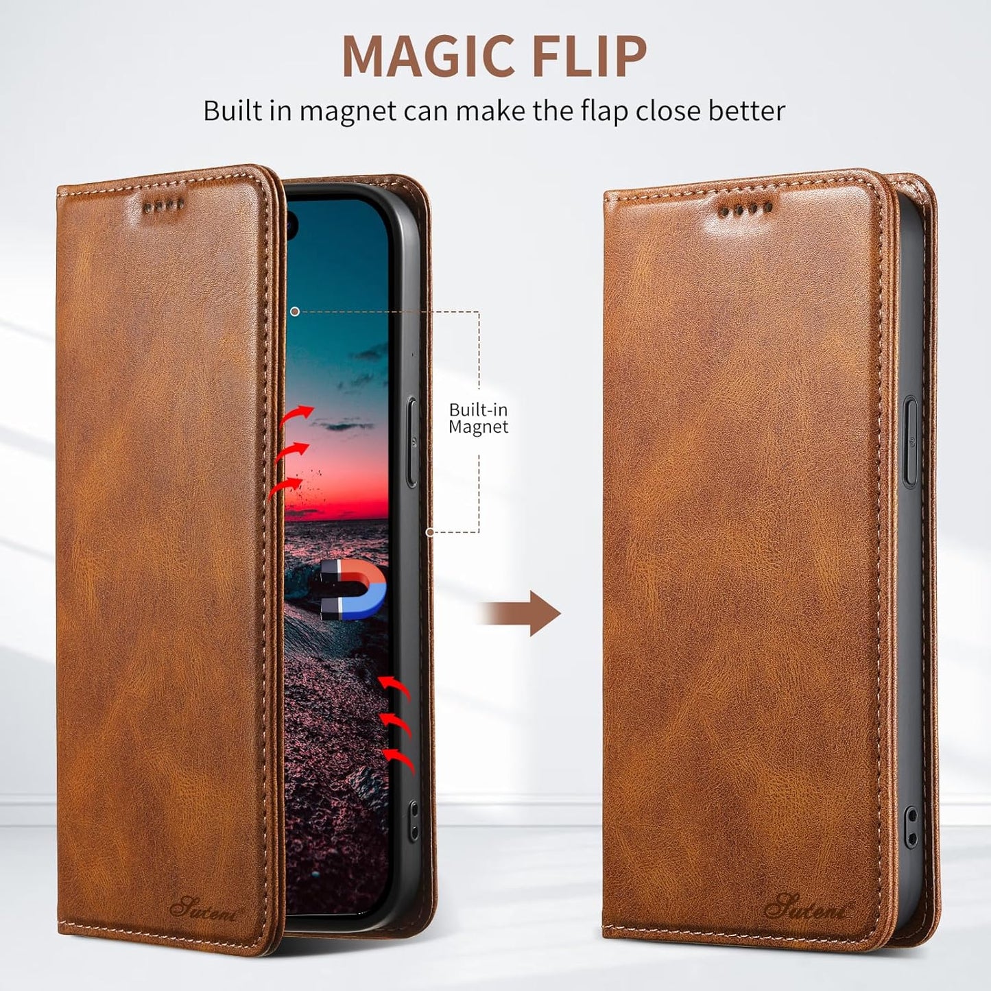 Wallet case for iPhone 13 Pro max, magnetic closure leather case, leather flip folio case holds up shockproof phone case Blue