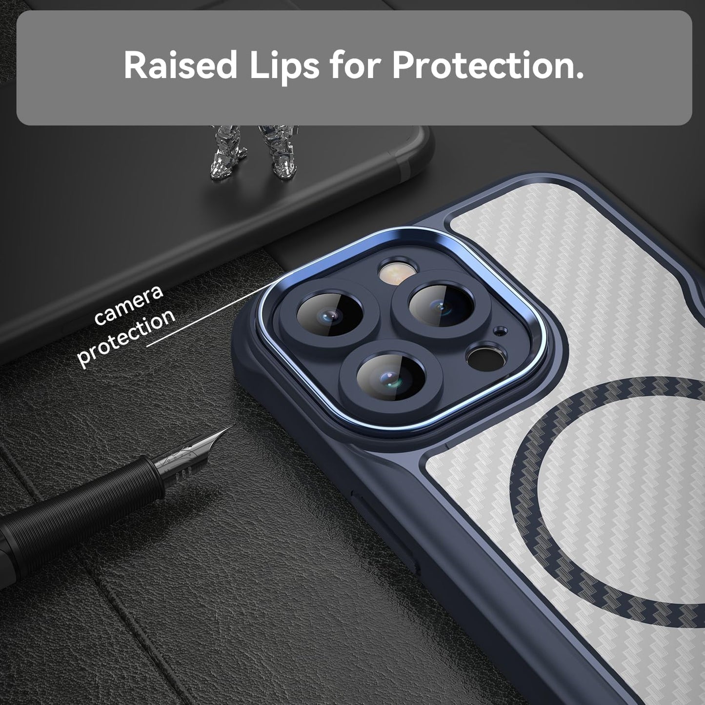 Magnetic carbon fibre case for iPhone 14 Pro max, support wireless charging, carbon fibre shockproof slim case Green