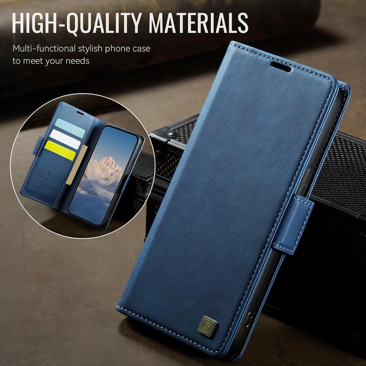 Soft leather wallet case for iPhone 16E, RFID (anti-theft), wallet card slot flip cover stand for iPhone 16E Support wireless charging Gray