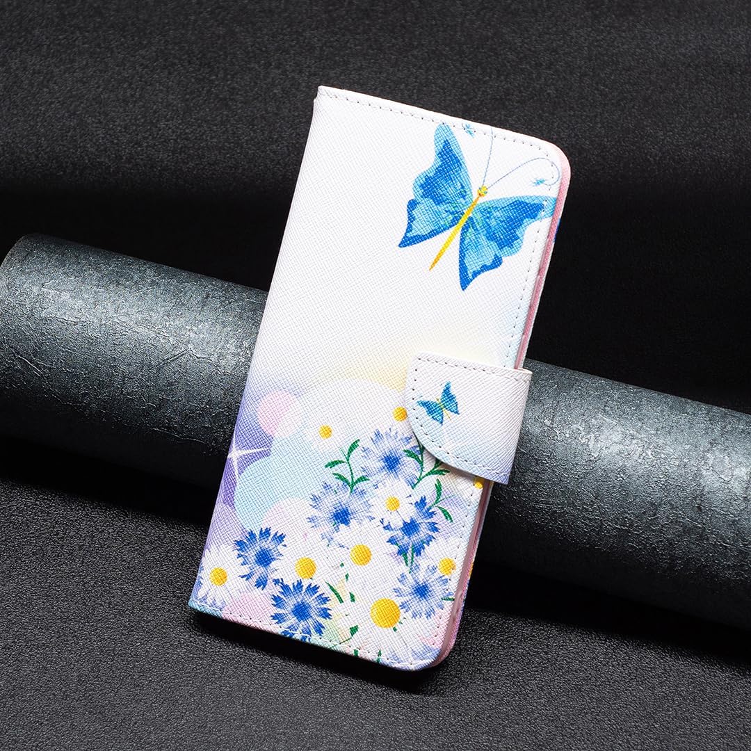 Painted phone case for iPhone 16E, magnetic closure wallet case, multiple card slots, wallet, flip cover, shockproof protection