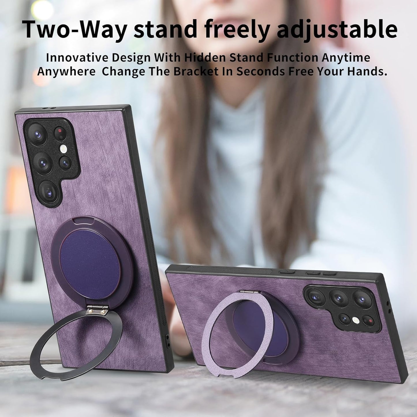 iTape Retro magnetic mobile phone case for Samsung Galaxy S25 Ultra, wireless charging magnetic car mount, round ring 360% rotating mount Green