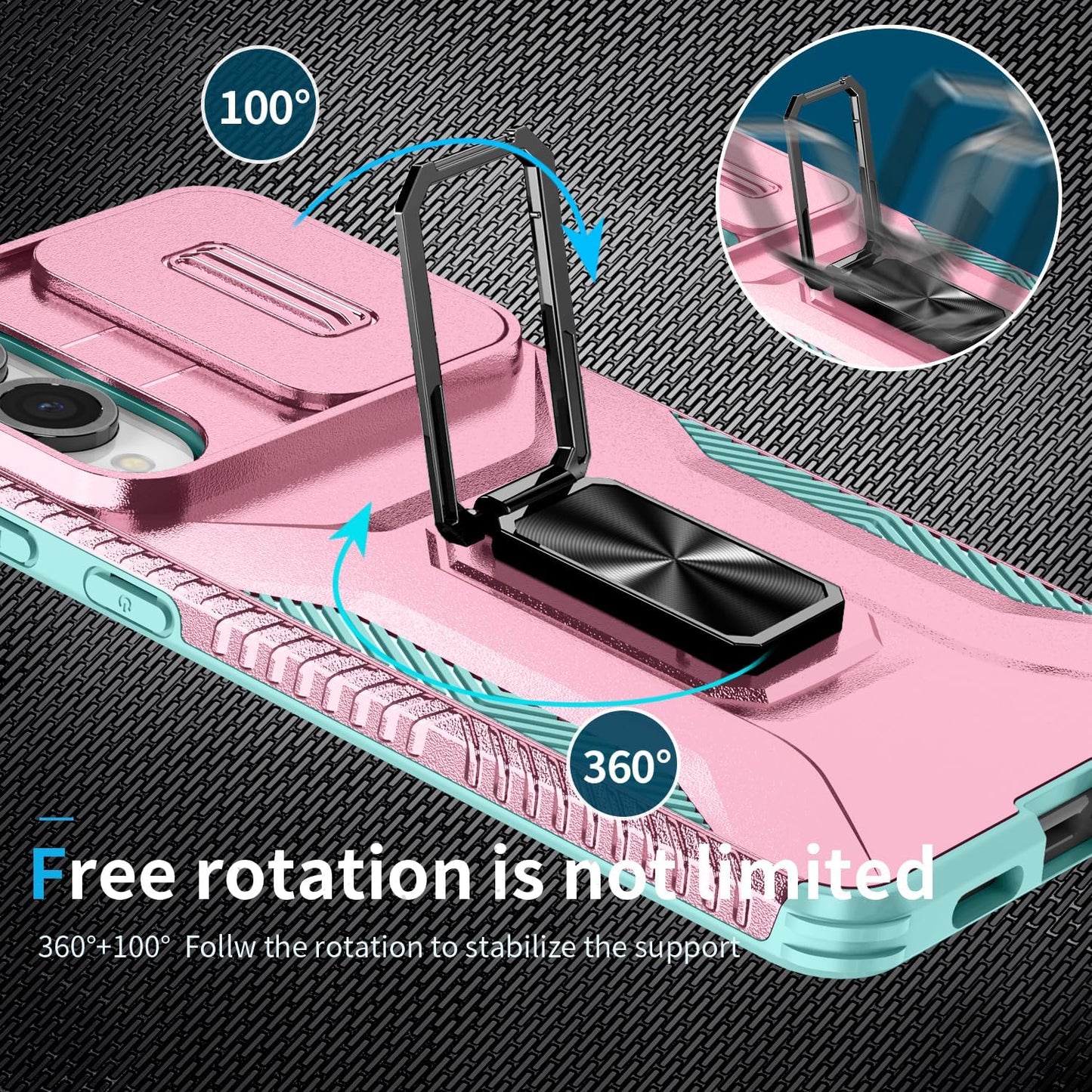 Magnetic car mount 2 in 1 phone case for Samsung Galaxy S25 Edge, double layer shockproof and drop-proof protective case. 360° rotating bracket finger ring buckle push window lens protection