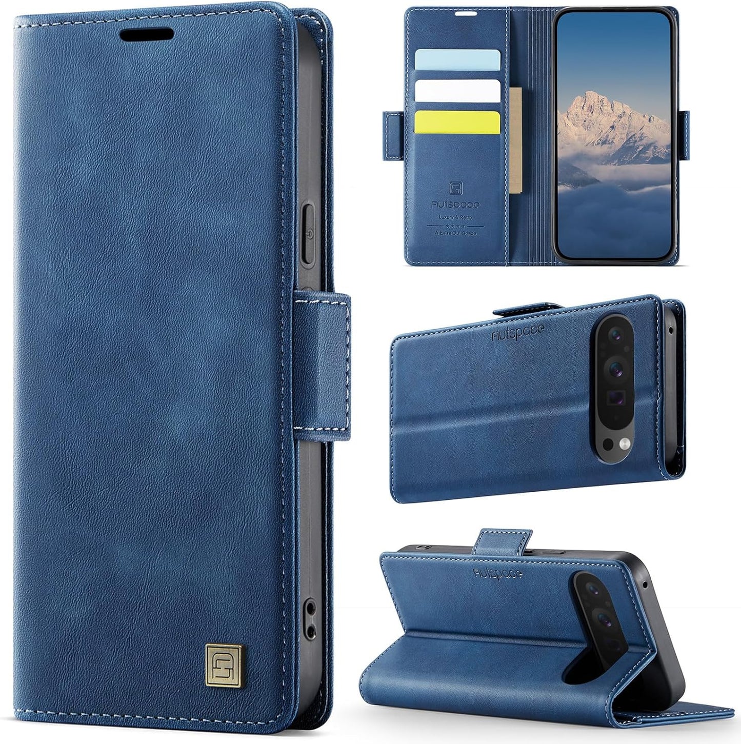 iTape Soft leather wallet case for Google Pixel 9Pro, RFID (anti-theft), wallet card slot flip cover stand for Google Pixel 9Pro Support wireless charging Brown