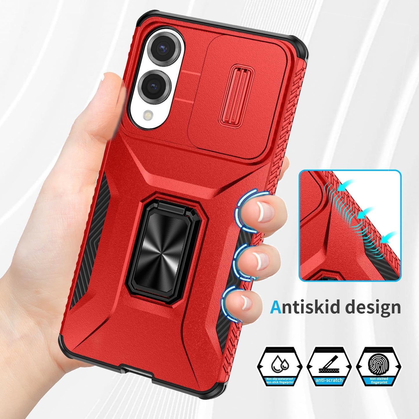 Magnetic car mount 2 in 1 phone case for Samsung Galaxy S25 Edge, double layer shockproof and drop-proof protective case. 360° rotating bracket finger ring buckle push window lens protection