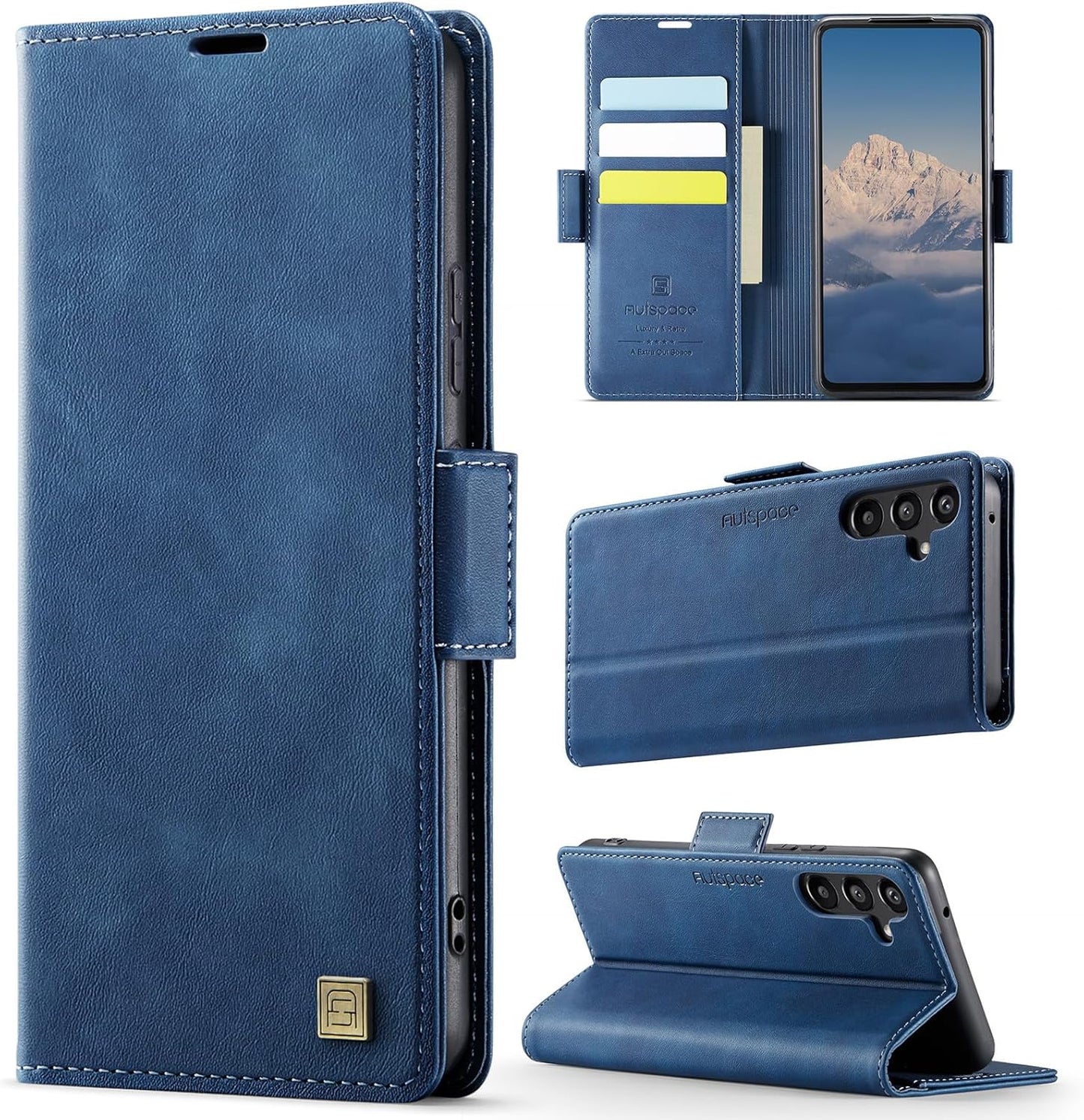 iTape Soft leather wallet case for Samsung Galaxy A35, RFID (anti-theft), wallet card slot flip cover stand for Samsung Galaxy A35 Support wireless charging Black