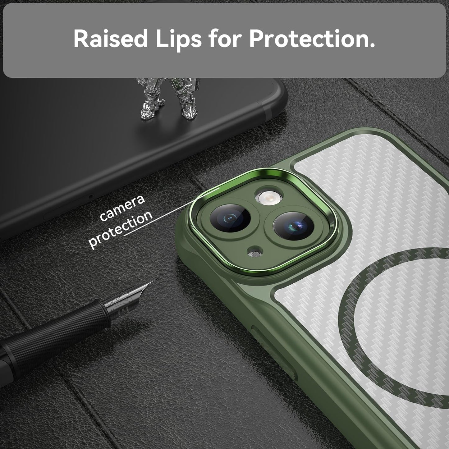 Magnetic carbon fibre case for iPhone 13, support wireless charging, carbon fibre shockproof slim case Purple