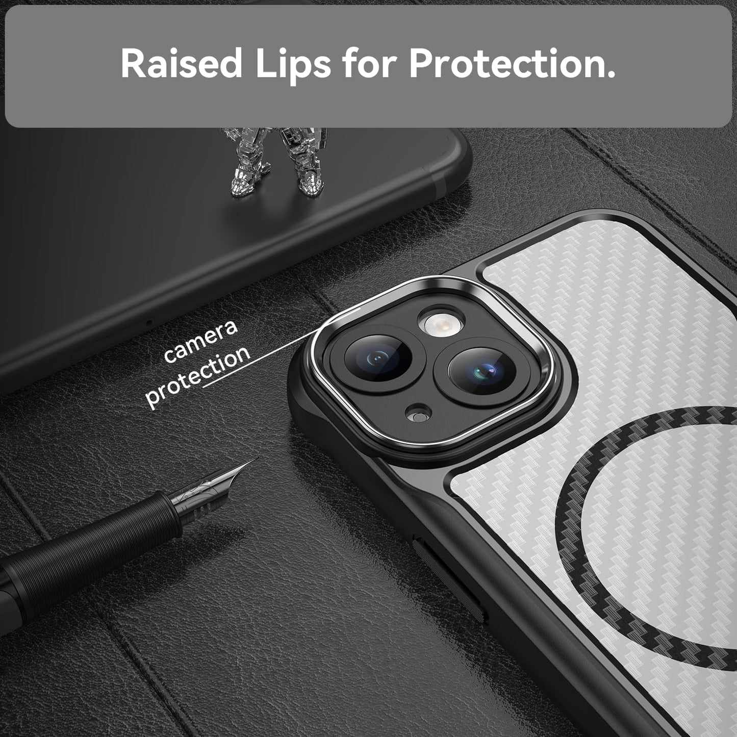 Magnetic carbon fibre case for iPhone 13, support wireless charging, carbon fibre shockproof slim case Purple