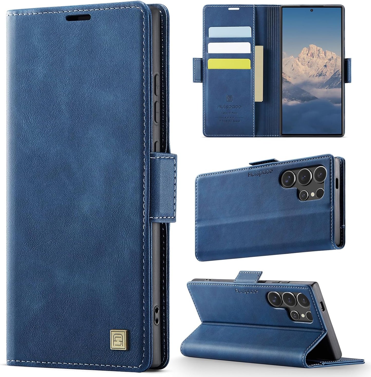 iTape Soft leather wallet case for Samsung Galaxy S24 Ultra, RFID (anti-theft), wallet card slot flip cover stand for Samsung Galaxy S24 Ultra Support wireless charging Brown