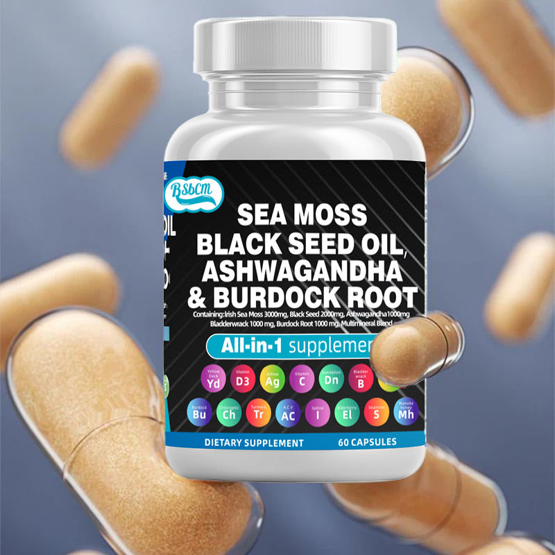 Sea Moss Fitness Burdock Multi-Mineral Vitamin Edible Supplement Dietary, Healthcare 60 Count