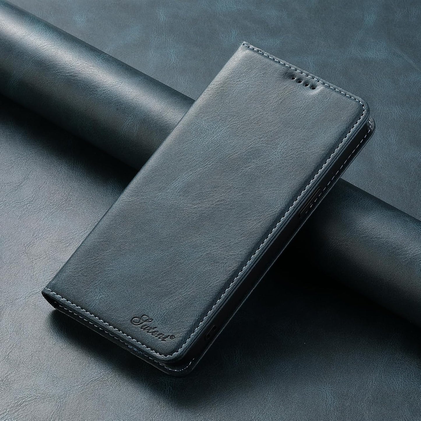 Wallet case for iPhone 13 Pro max, magnetic closure leather case, leather flip folio case holds up shockproof phone case Blue