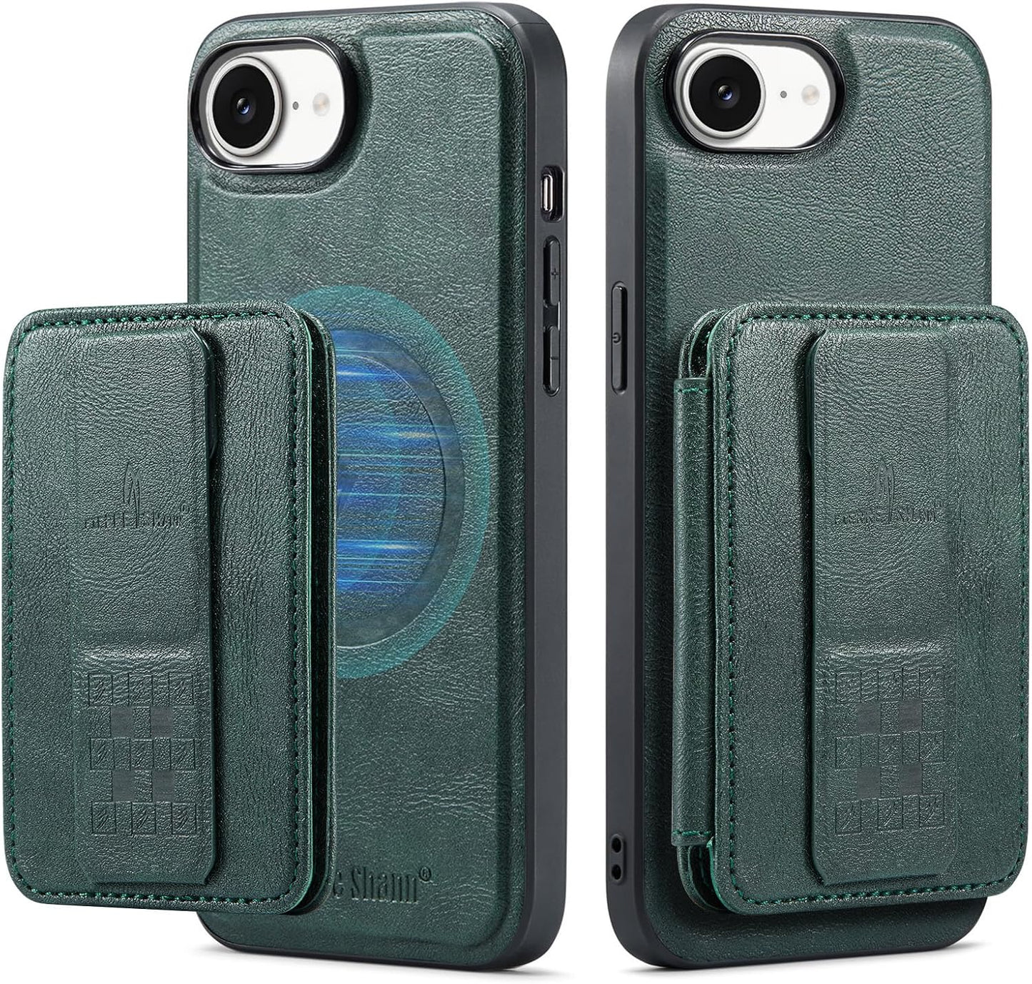 Magnetic Leather Phone Case for iPhone 16E, (RFID) Card Slot Wallet Flip Folding Stand, Wireless Charging Phone Case for iPhone 16E(RFID) Green