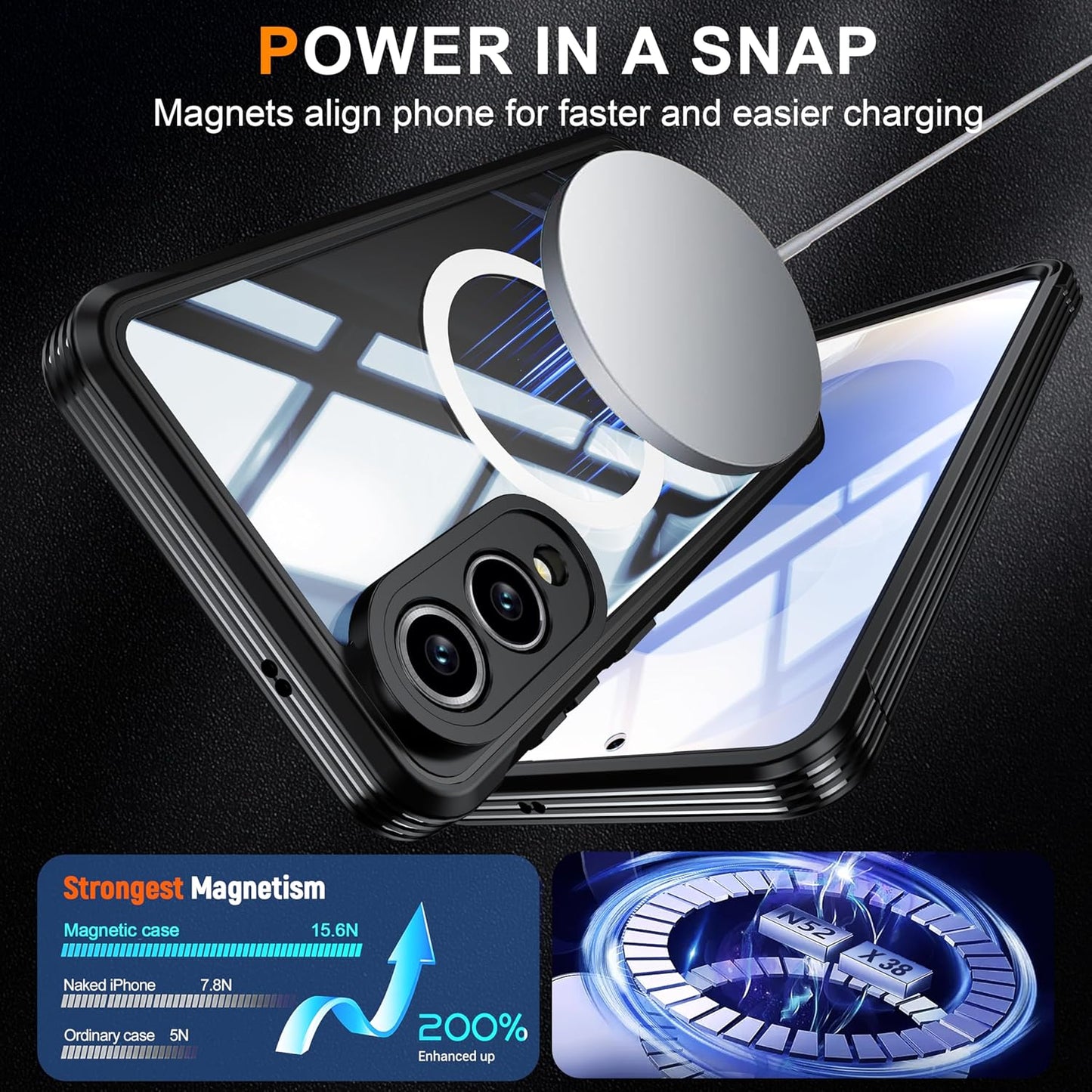 iTape Waterproof Phone Case Compatible with Samsung Galaxy S25 Edge, Tempered Glass Cover 360° Full Body Heavy Duty Protective Cover Shockproof and Shatterproof Wireless Charging Blue