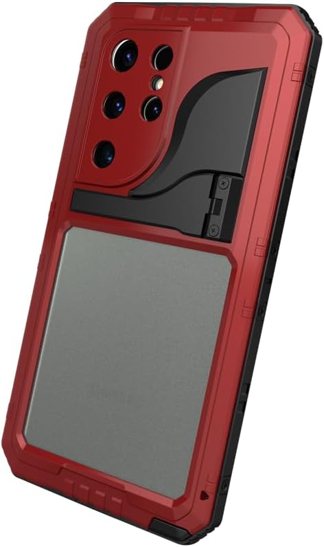 iTape Case for Samsung Galaxy S23 Ultra, 360° Waterproof IP68 Shockproof Hard Shell Metal Military Heavy Duty Rugged Protective Case for Samsung Galaxy S23 Ultra Magnetic Wireless Charging Red