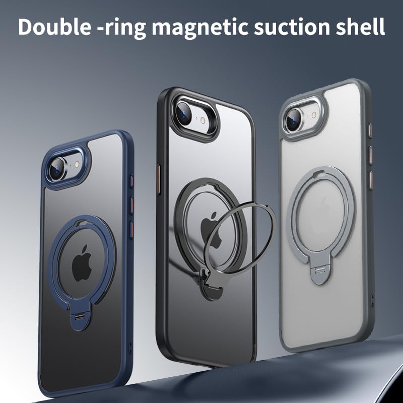 Silicone phone case for iPhone 16E, translucent phone case military shockproof protection ultra-thin case, magnetic car mount, supports wireless charging transparent