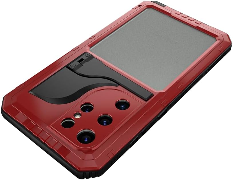 iTape Case for Samsung Galaxy S23 Ultra, 360° Waterproof IP68 Shockproof Hard Shell Metal Military Heavy Duty Rugged Protective Case for Samsung Galaxy S23 Ultra Magnetic Wireless Charging Red