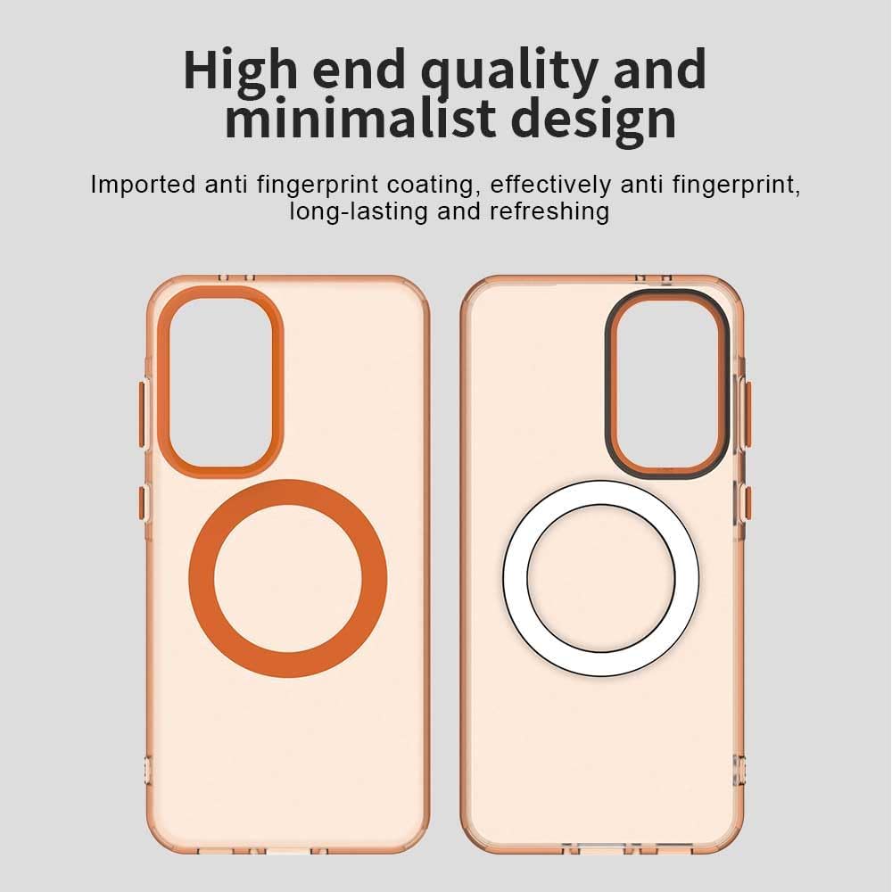 iTape TPU magnetic candy color mobile phone case for Samsung Galaxy A56 5G, supports wireless charging, four-corner airbag protection, military anti-fall mobile phone case Orange