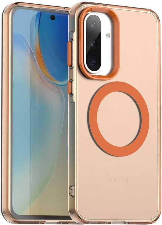 iTape TPU magnetic candy color mobile phone case for Samsung Galaxy A56 5G, supports wireless charging, four-corner airbag protection, military anti-fall mobile phone case Orange
