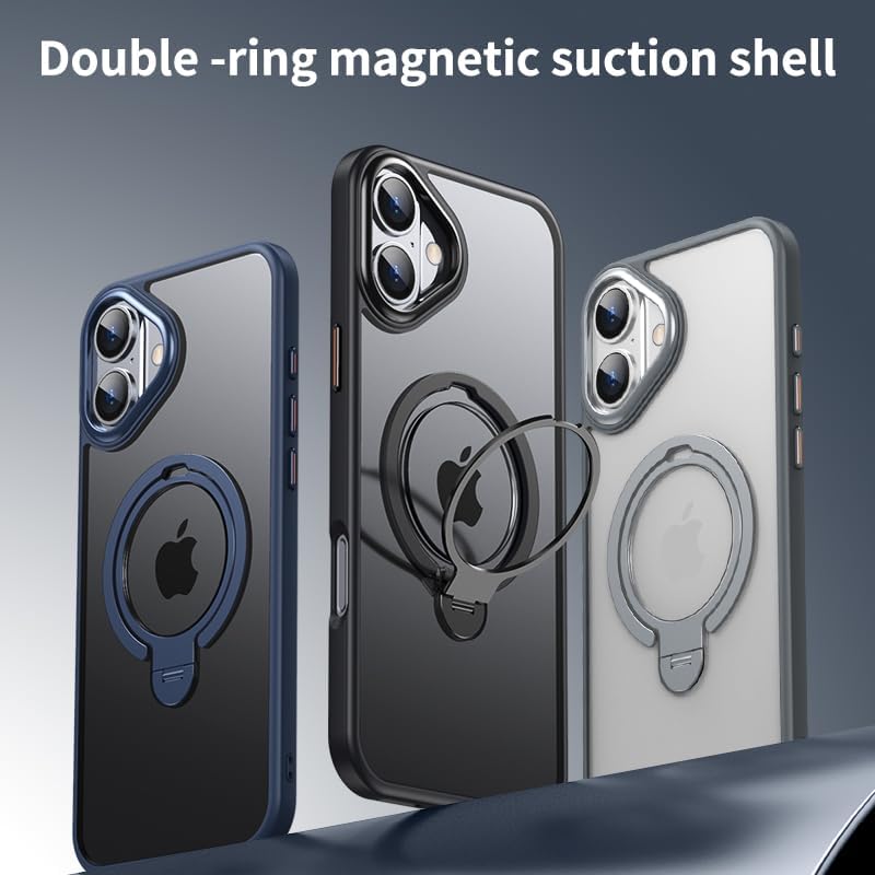Silicone phone case for iPhone 16, translucent phone case military shockproof protection ultra-thin case, magnetic car mount, supports wireless charging transparent