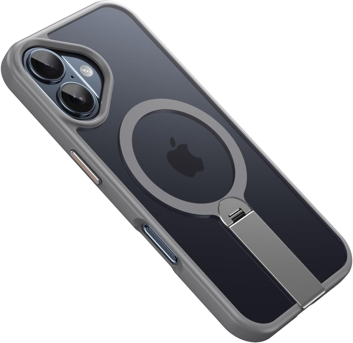 Magnetic phone case for iPhone 16, supports wireless charging, 360° rotating invisible bracket, military-grade anti-drop protection Blue