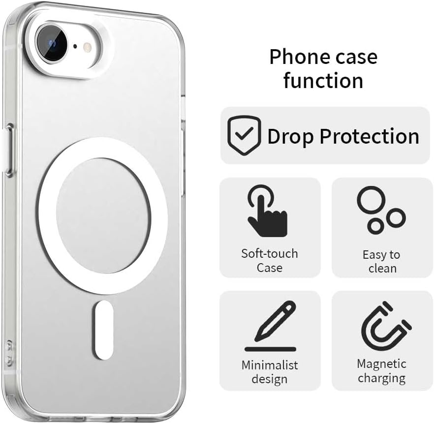 TPU magnetic candy color mobile phone case for iPhone 16E, supports wireless charging, four-corner airbag protection, military anti-fall mobile phone case Red