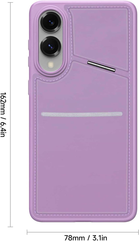 iTape 3 in 1 Magnetic Holder Phone Case for Samsung Galaxy S25 Edge, Wireless Charging Dual Card Phone Case Compatible with Samsung Galaxy S25 Edge RFID anti-theft card Purple