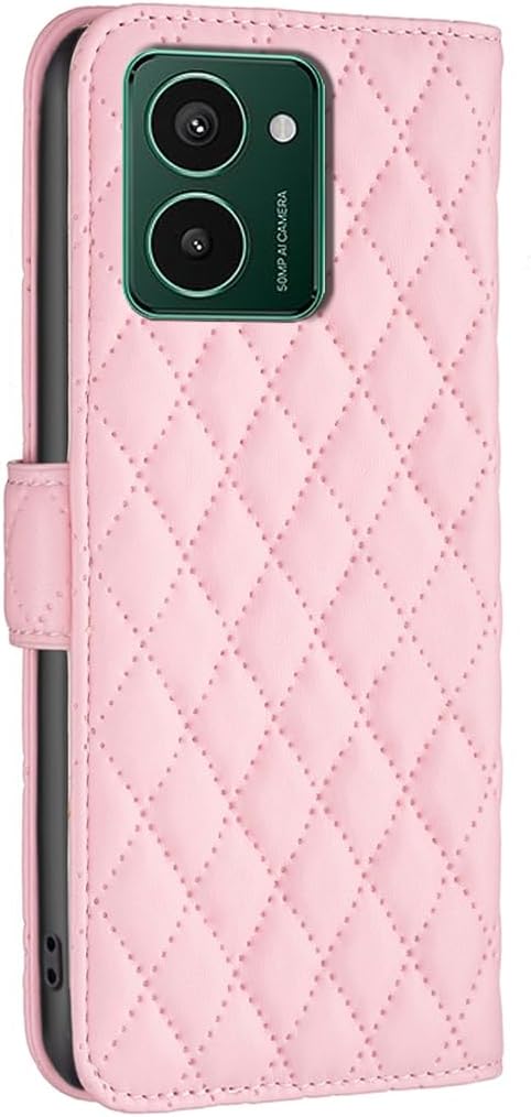 iTape Diamond Wallet Case for HMD Pulse Plus, Magnetic Snap Wallet Case, Flip-Stand for Shockproof Protection Pink