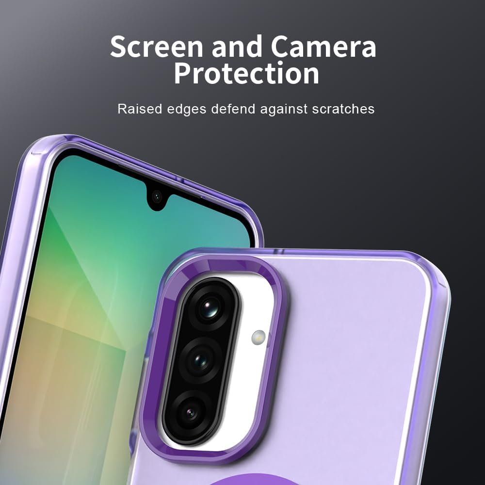 iTape TPU magnetic candy color mobile phone case for Samsung Galaxy A26 5G, supports wireless charging, four-corner airbag protection, military anti-fall mobile phone case Purple