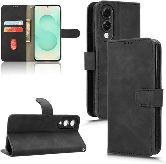 iTape Mobile phone case compatible with Samsung Galaxy S25 Edge. Soft touch flip holder credit card slot wallet phone case, shockproof and drop-proof Black